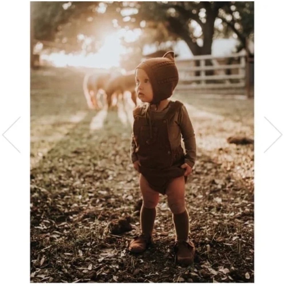 The Simple Folk Overall Romper, Rust - Picture 2 of 16